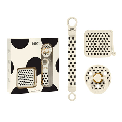 BIBS Gift Set, Soothe & Go - Polka Ivory/Black