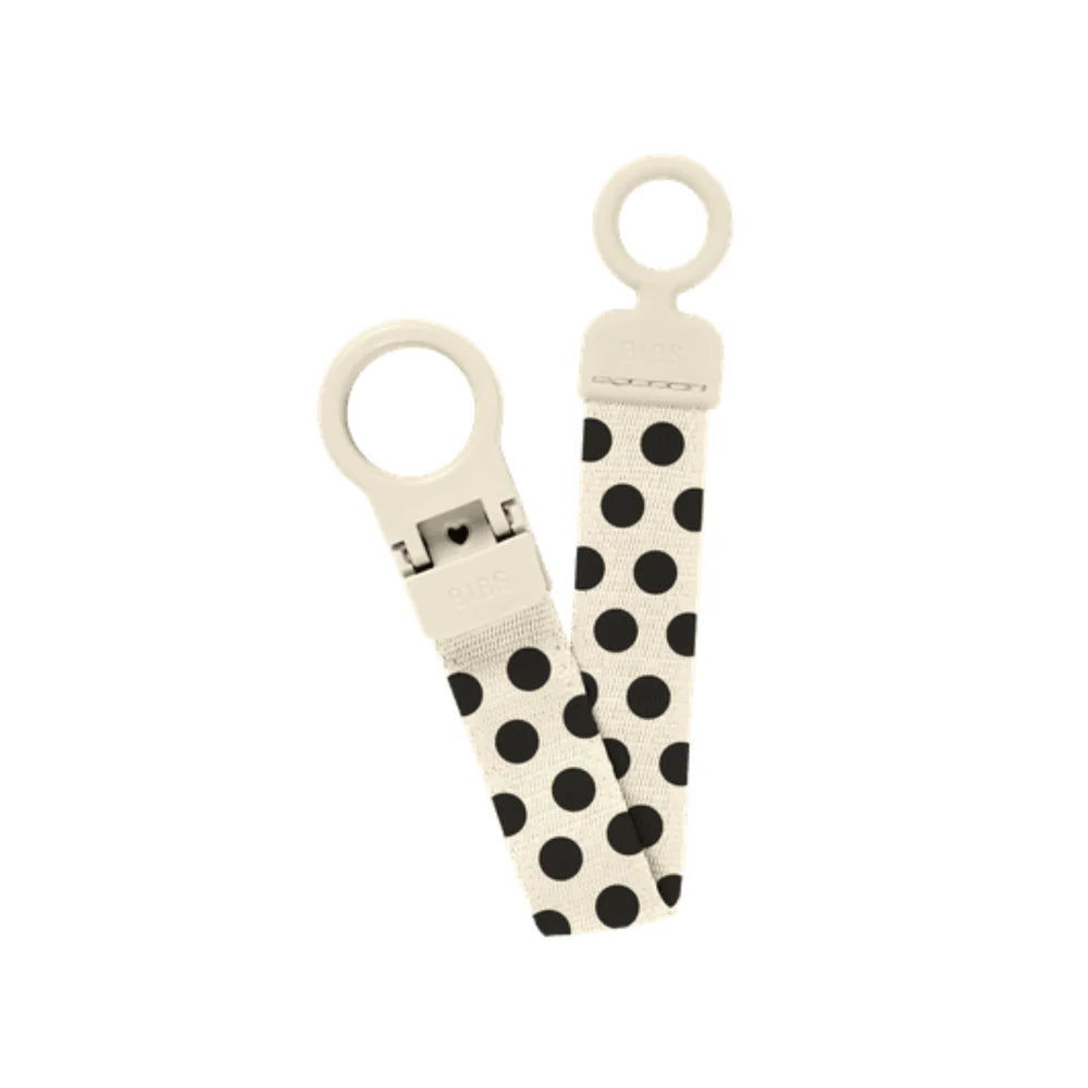 Bibs Pacifier Clip Loop - Polka Ivory/Black