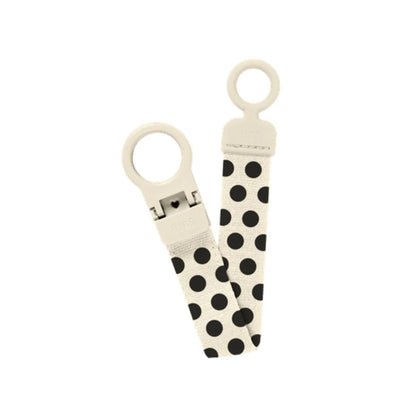 Bibs Pacifier Clip Loop - Polka Ivory/Black