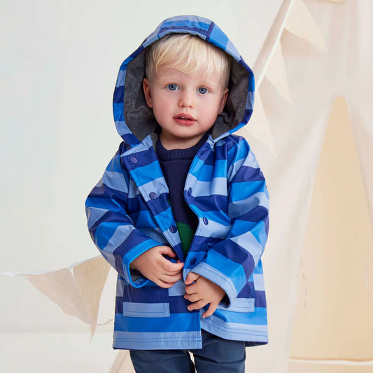 Korango Striped Raincoat - Blue/Navy