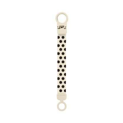 Bibs Pacifier Clip Loop - Polka Ivory/Black