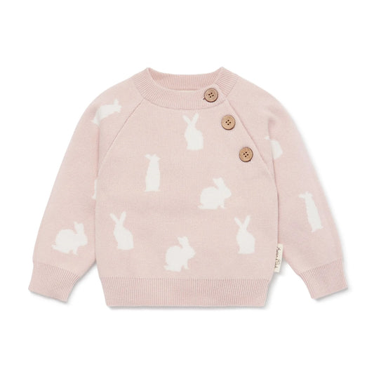 Aster & Oak Pink Bunny Knit Jumper