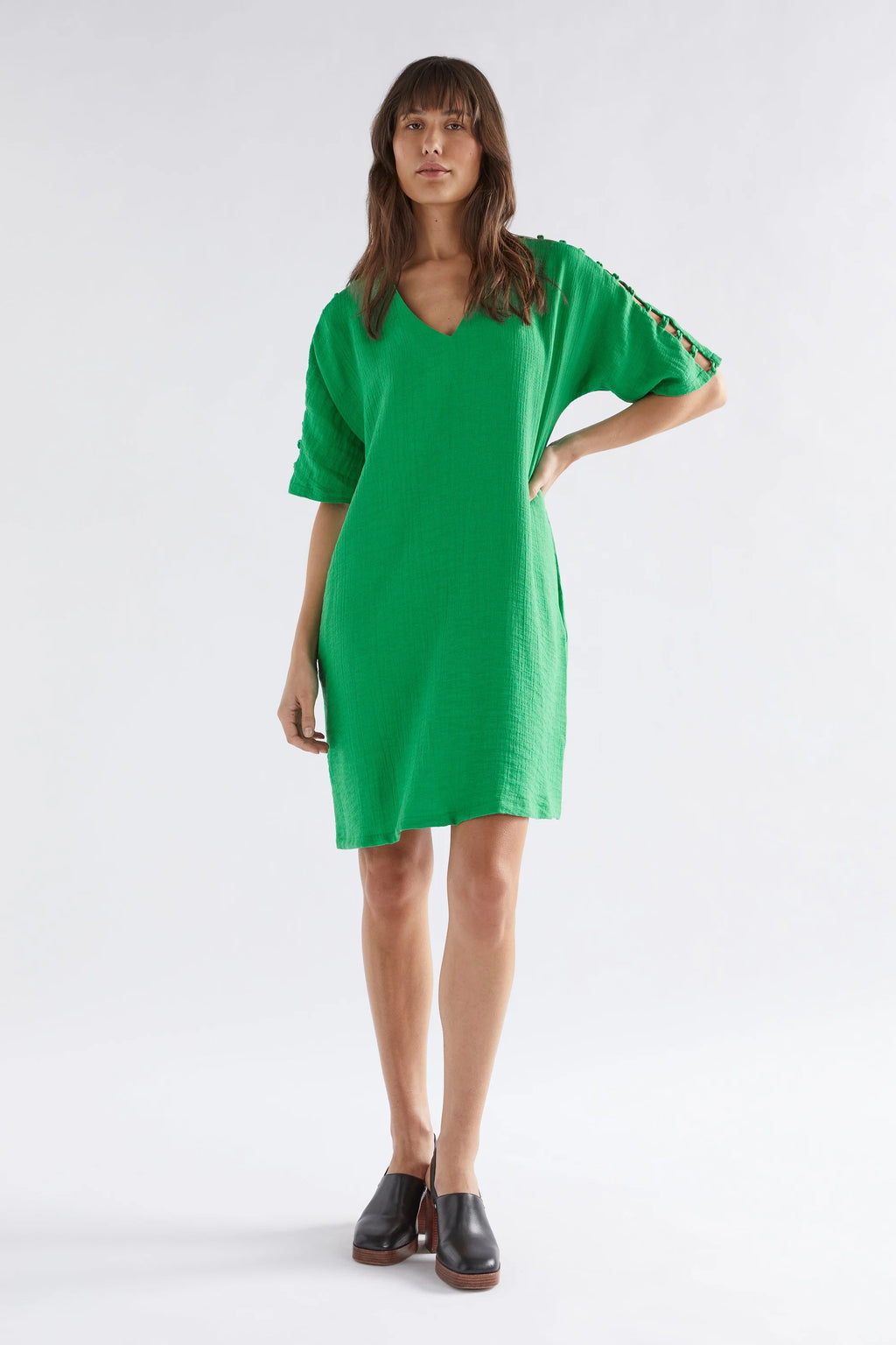Elk Loopt Dress- Lawn Green