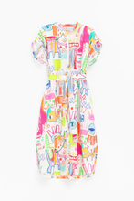 Load image into Gallery viewer, Neza Linen shirt Dress- White Sketch Print
