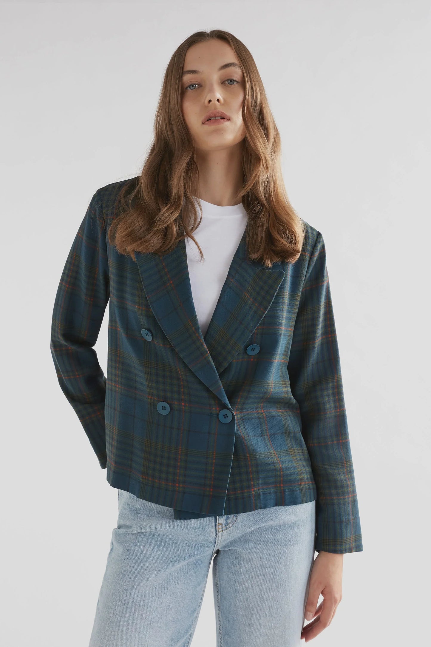Elk Seine Jacket | Teal Plaid