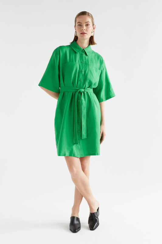 Nayte Linen Dress | Vine Green