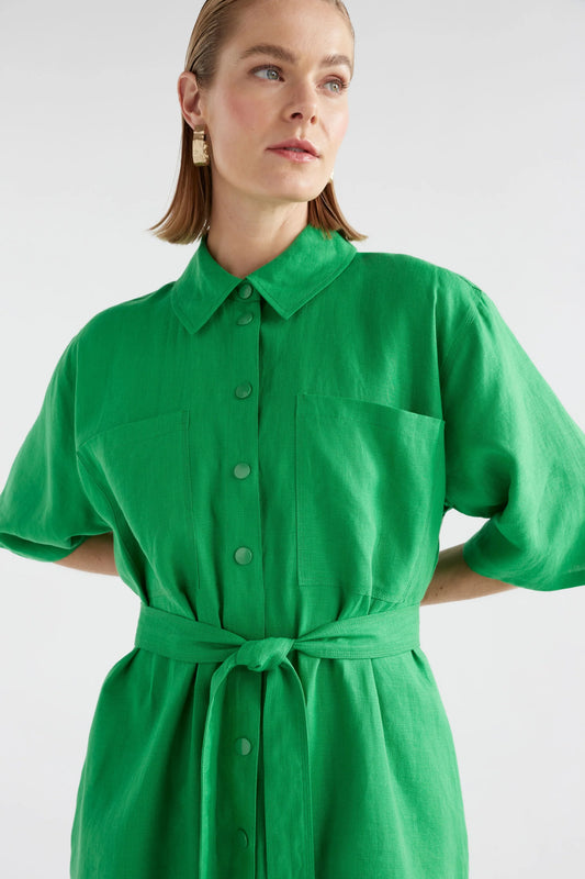 Nayte Linen Dress | Vine Green