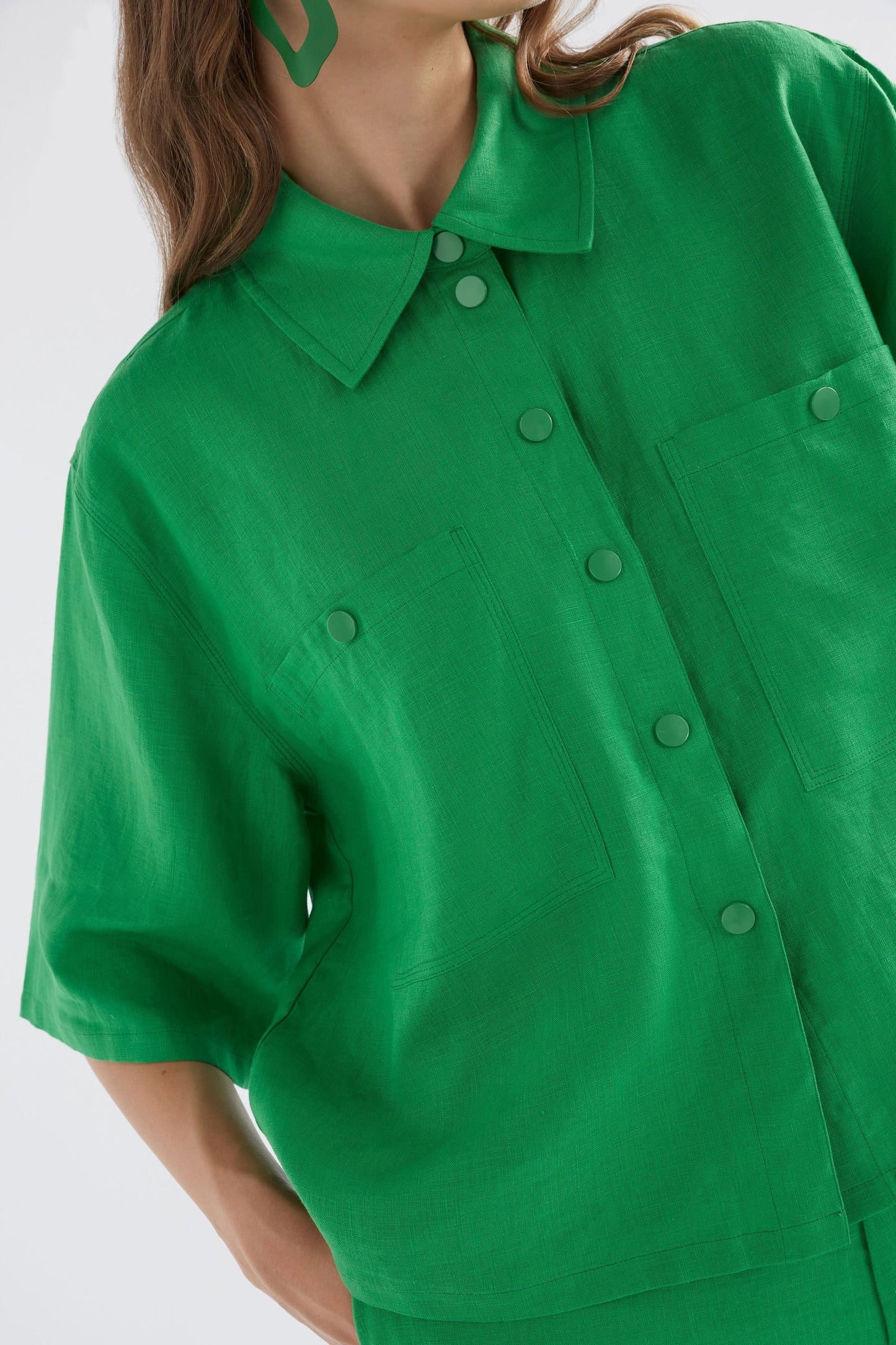 Elk Nayte Linen Shirt | Vine Green