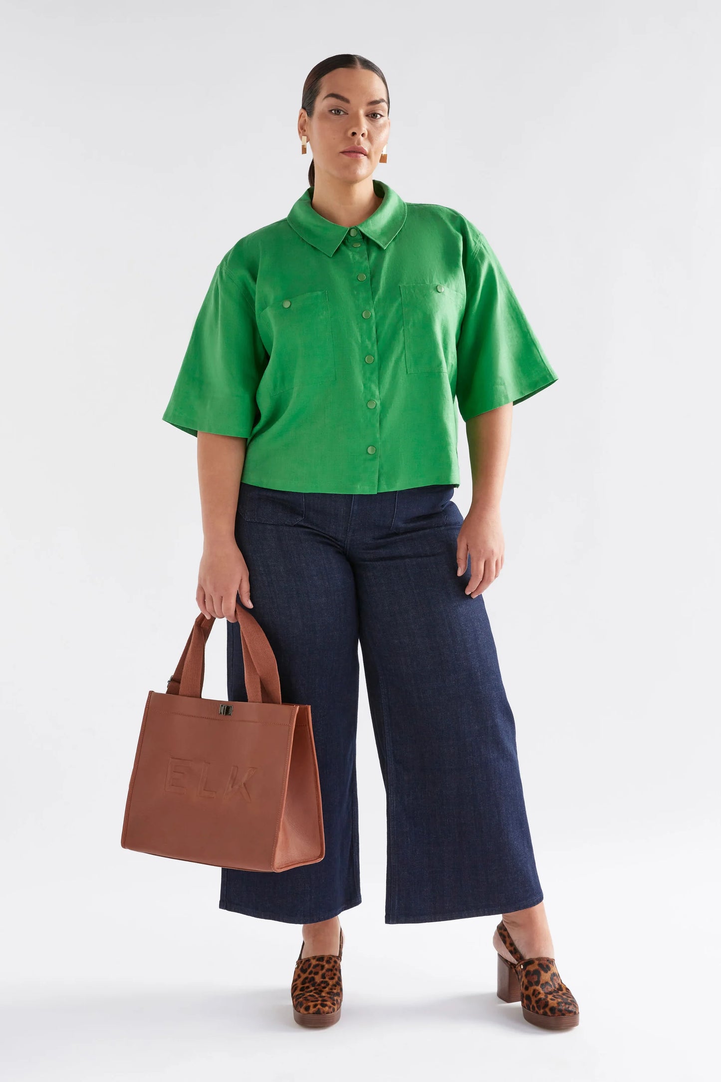 Elk Nayte Linen Shirt | Vine Green