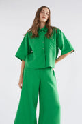 Elk Nayte Linen Shirt | Vine Green