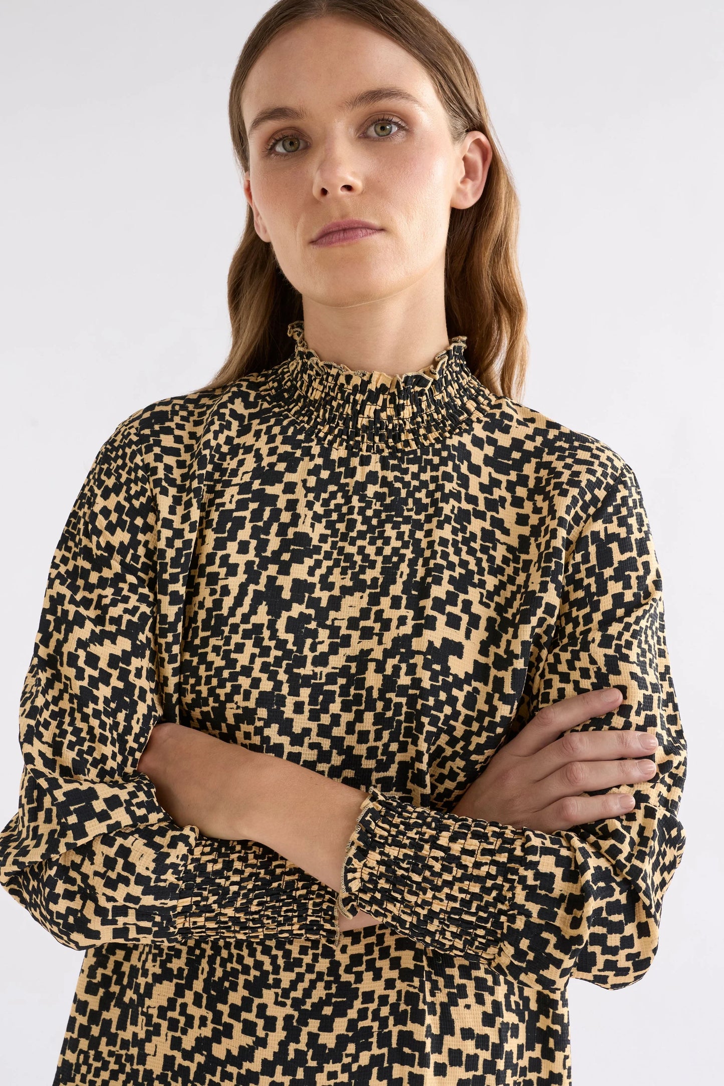 Elk Veda Dress | Beige Sinda Print