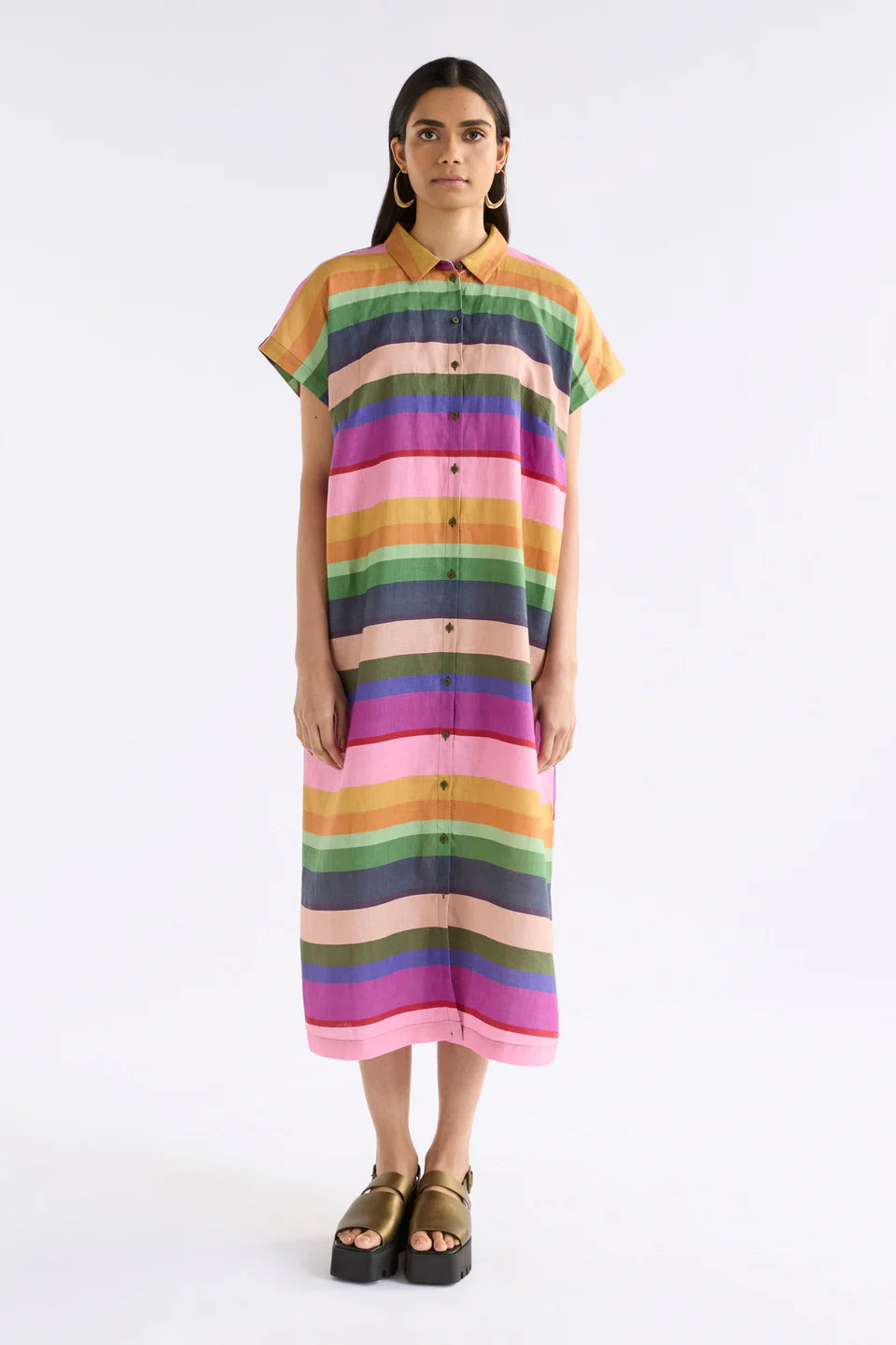 ELK Tilko Linen Shirt Dress - Lysbro Print