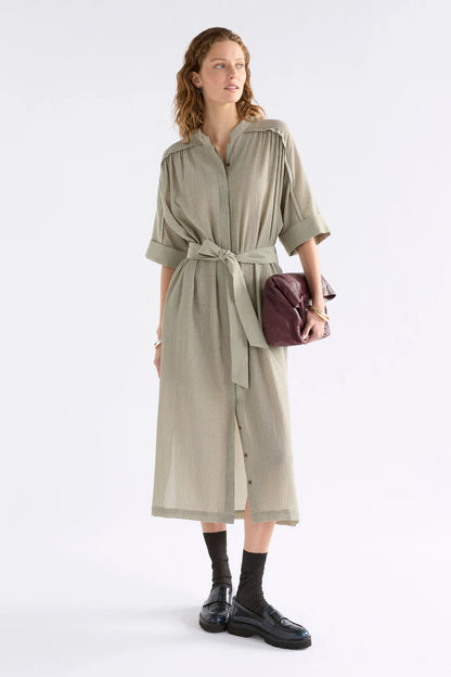 ELK Porta Dress - Olive Stripe