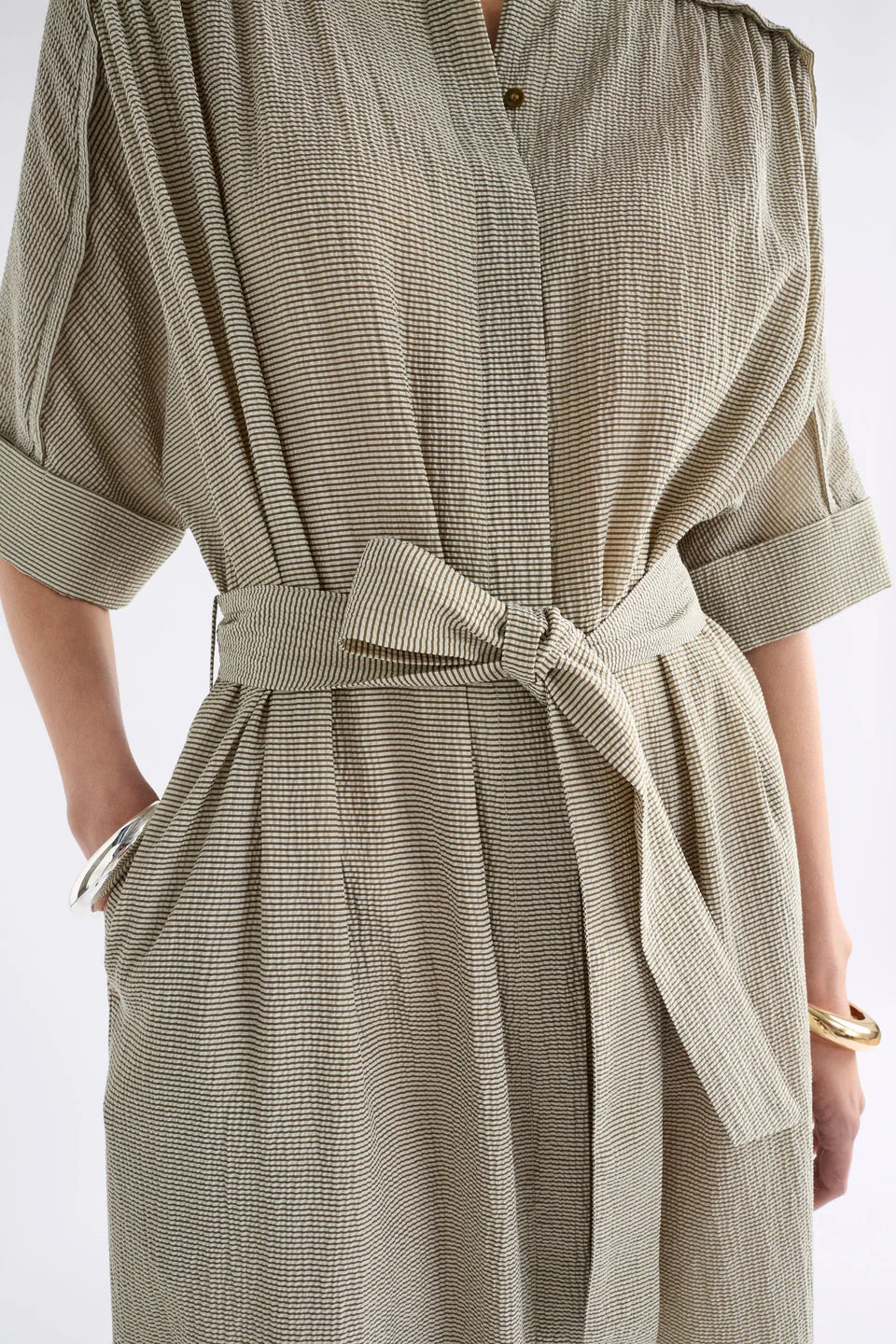 ELK Porta Dress - Olive Stripe