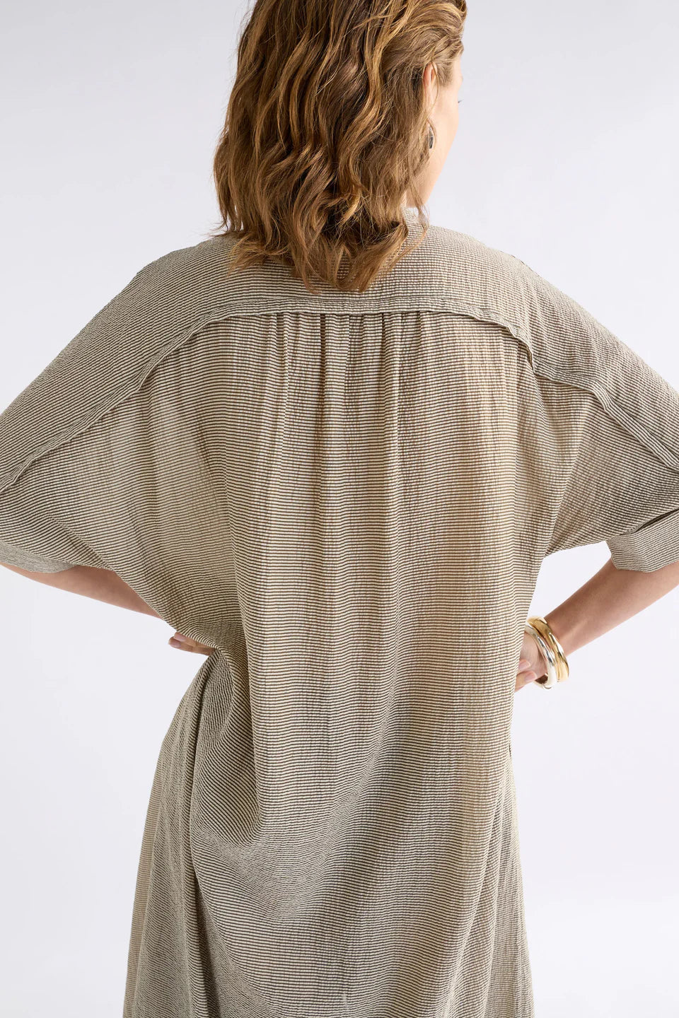 ELK Porta Dress - Olive Stripe