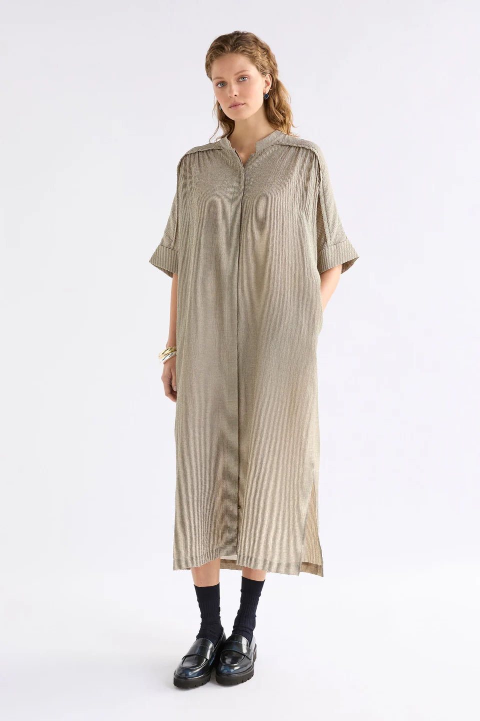ELK Porta Dress - Olive Stripe