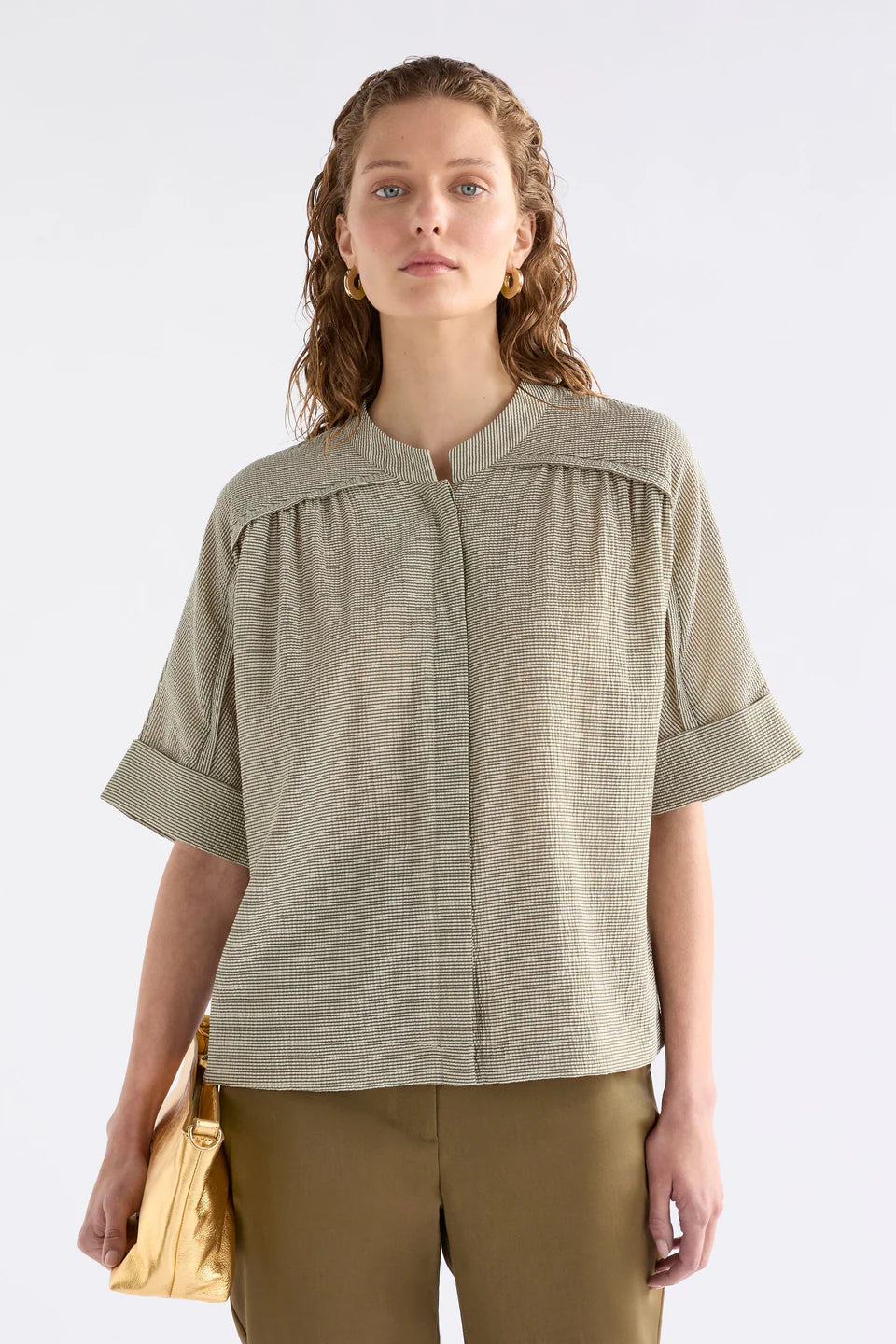 ELK Porta Shirt - Olive Stripe