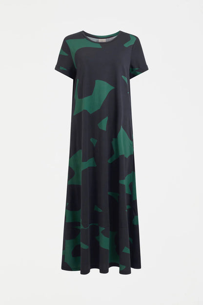 Elk Haki Dress - Teal Terra Print