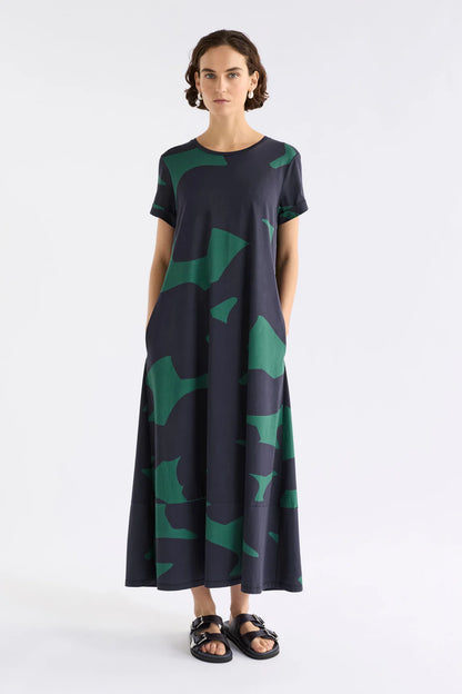 Elk Haki Dress - Teal Terra Print