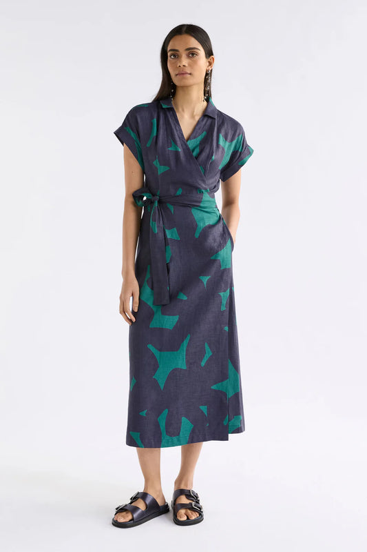 ELK Minnen Wrap Dress - Teal Tera Print