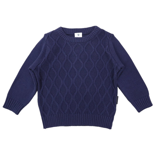 Korango Pattern Knit Sweater | Navy