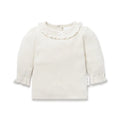 Aster & Oak Ivory Pointelle Long Sleeve Top