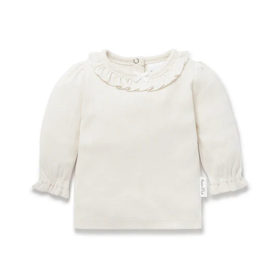 Aster & Oak Ivory Pointelle Long Sleeve Top