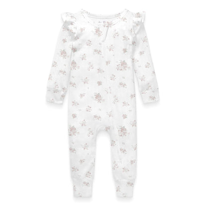 Aster & Oak Posie Floral Pointelle Zip Romper