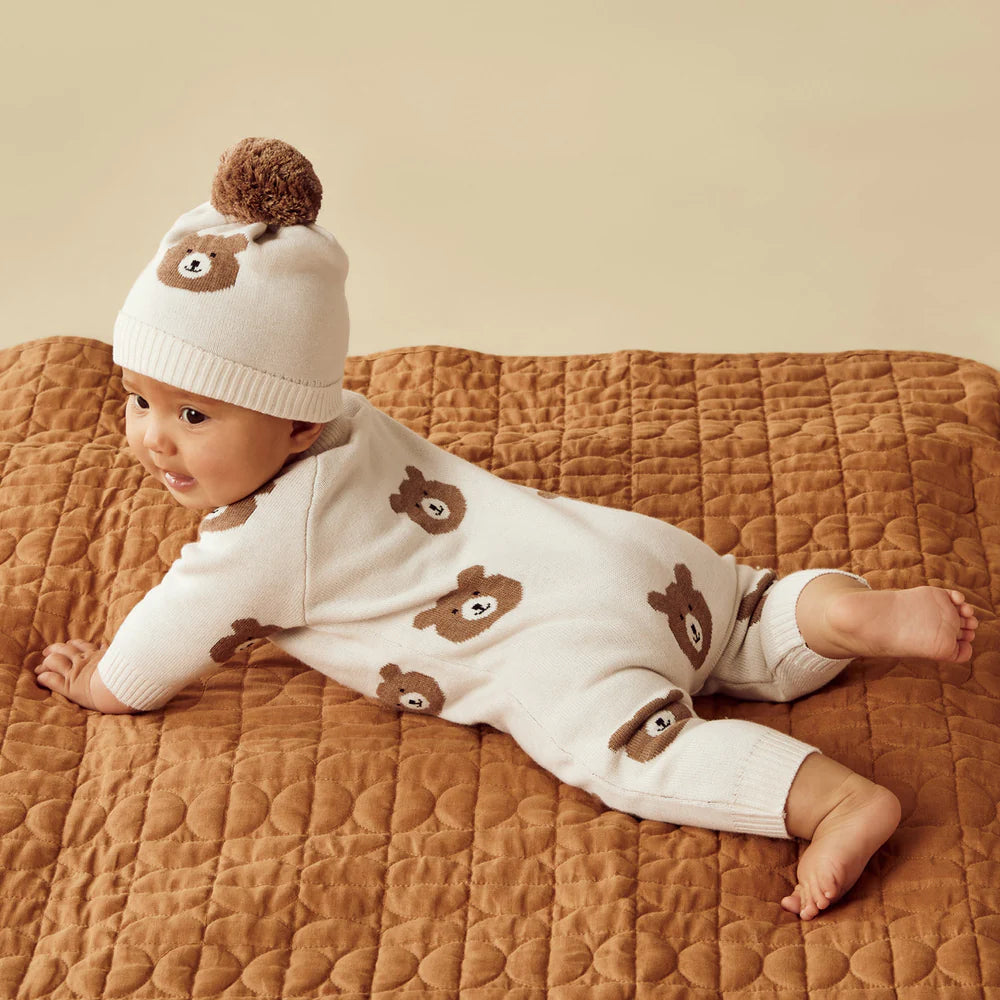 Wilson & Frenchy Beary Cute Organic Knitted Jacquard Growsuit