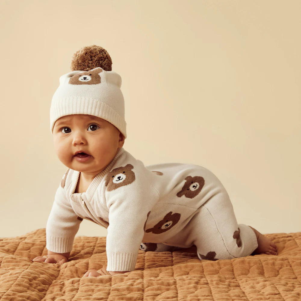 Wilson & Frenchy Beary Cute Organic Knitted Jacquard Hat