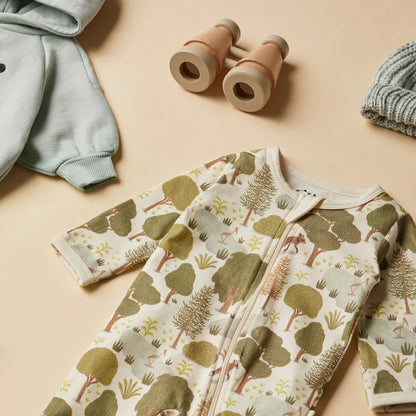 Wilson & Frenchy Little Trees Organic Zipsuit with Feet