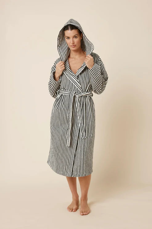 Gingerlilly Adriana Terry Towel Robe - Black