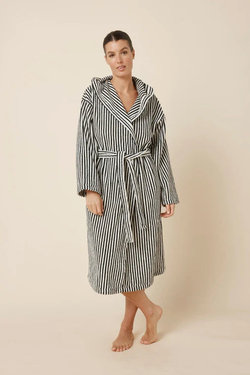 Gingerlilly Adriana Terry Towel Robe - Black