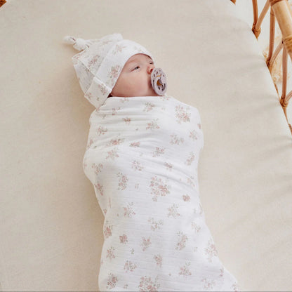 Aster & Oak Posie Floral Pointelle Baby Wrap