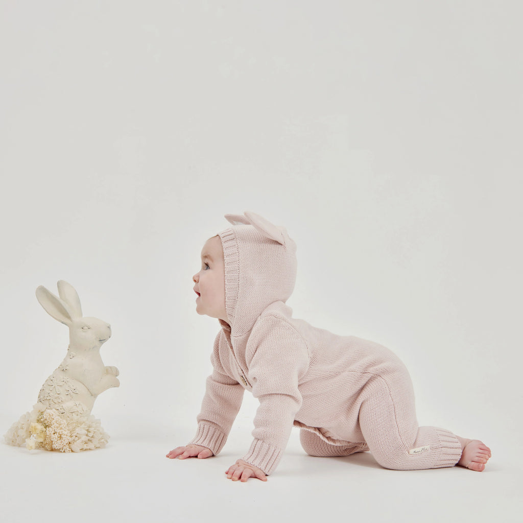 Aster & Oak Mauve Bunny Knit Romper