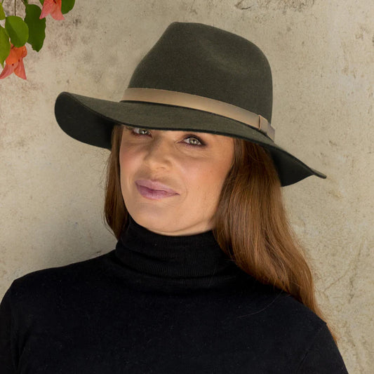 Thredbo Wool Felt Fedora | Khaki