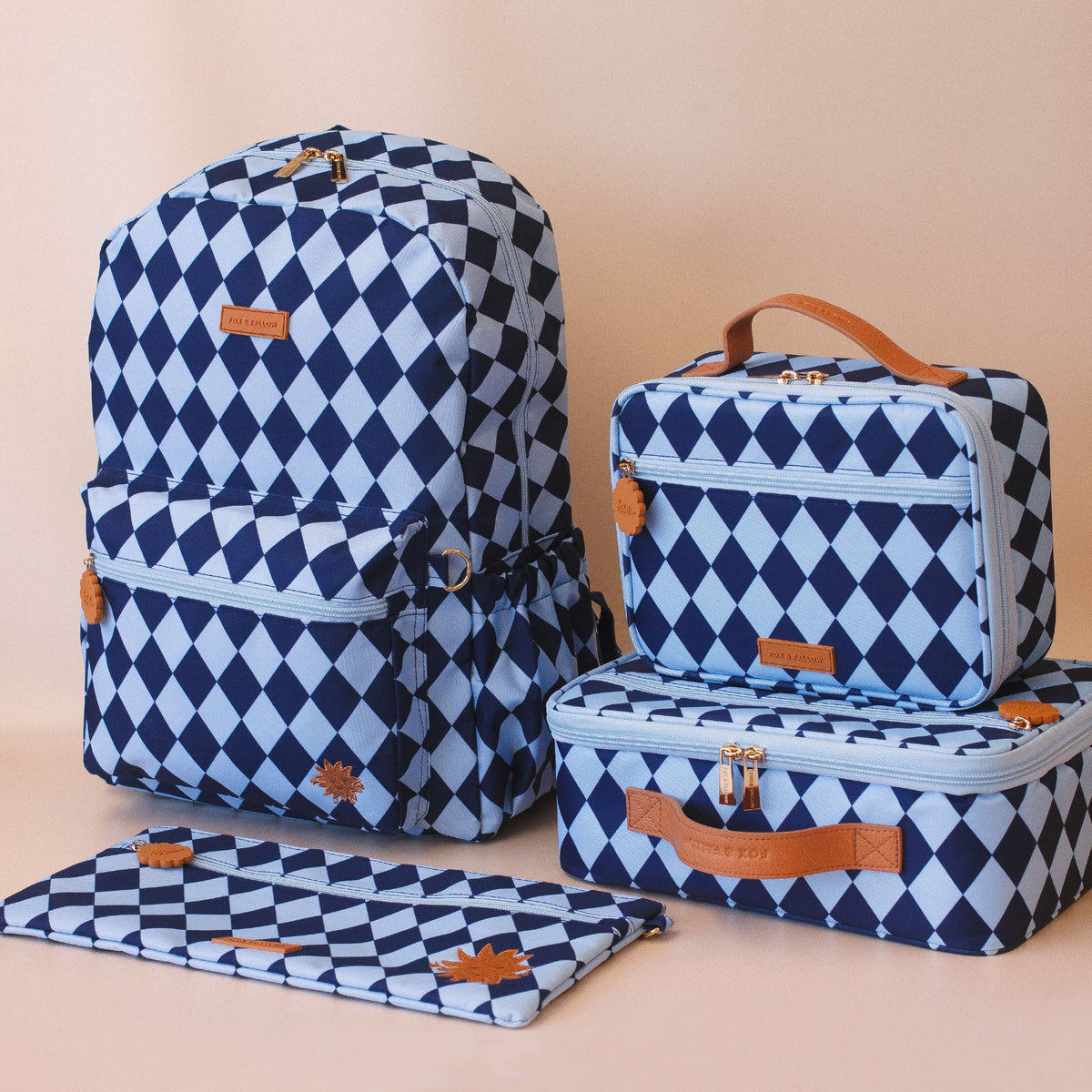 Fox & Fallow Navy Diamonds Pencil Case
