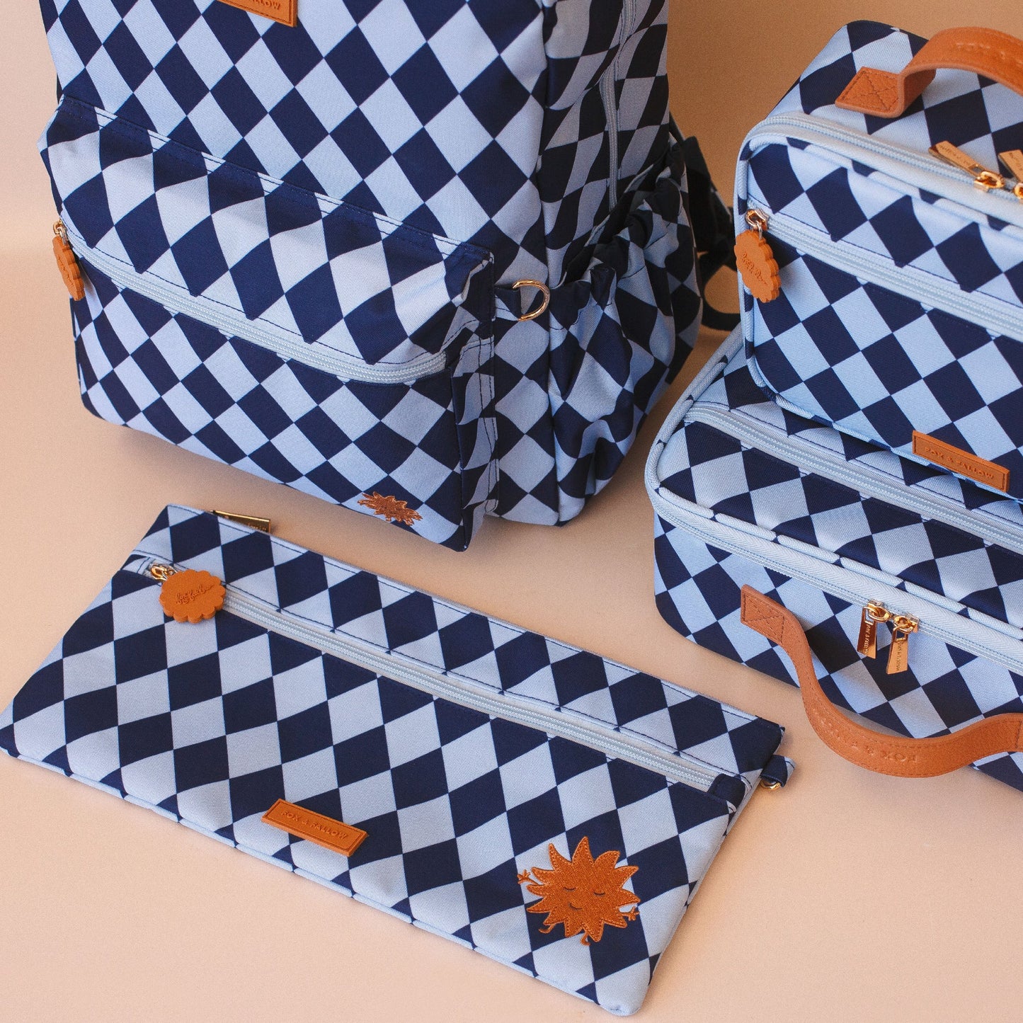 Fox & Fallow Navy Diamonds Pencil Case