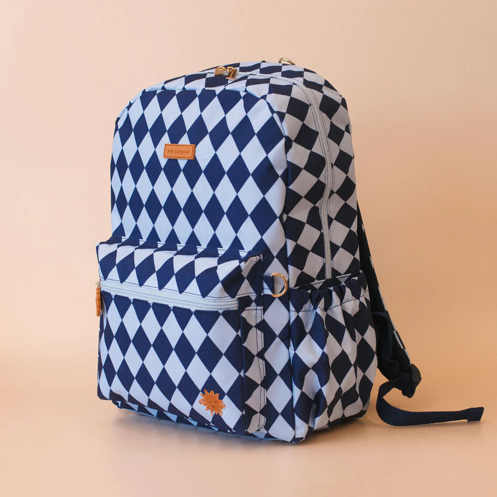 Fox & Fallow Navy Diamonds Backpack