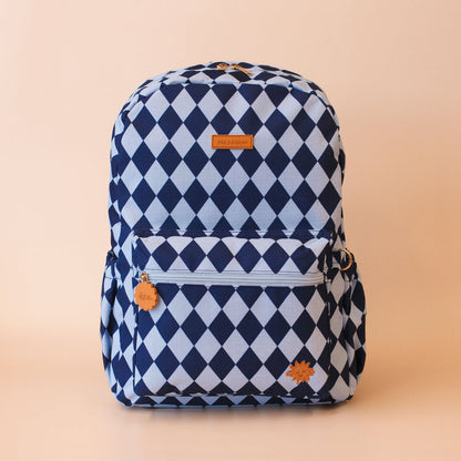 Fox & Fallow Navy Diamonds Backpack