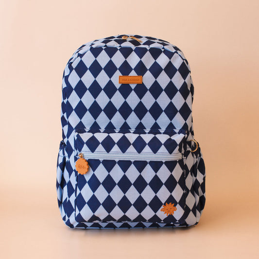 Fox & Fallow Navy Diamonds Backpack