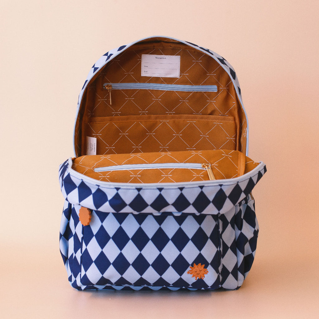 Fox & Fallow Navy Diamonds Backpack