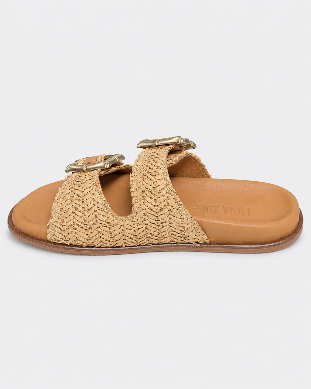 Luna Sole Ease Slide – Beige Raffia