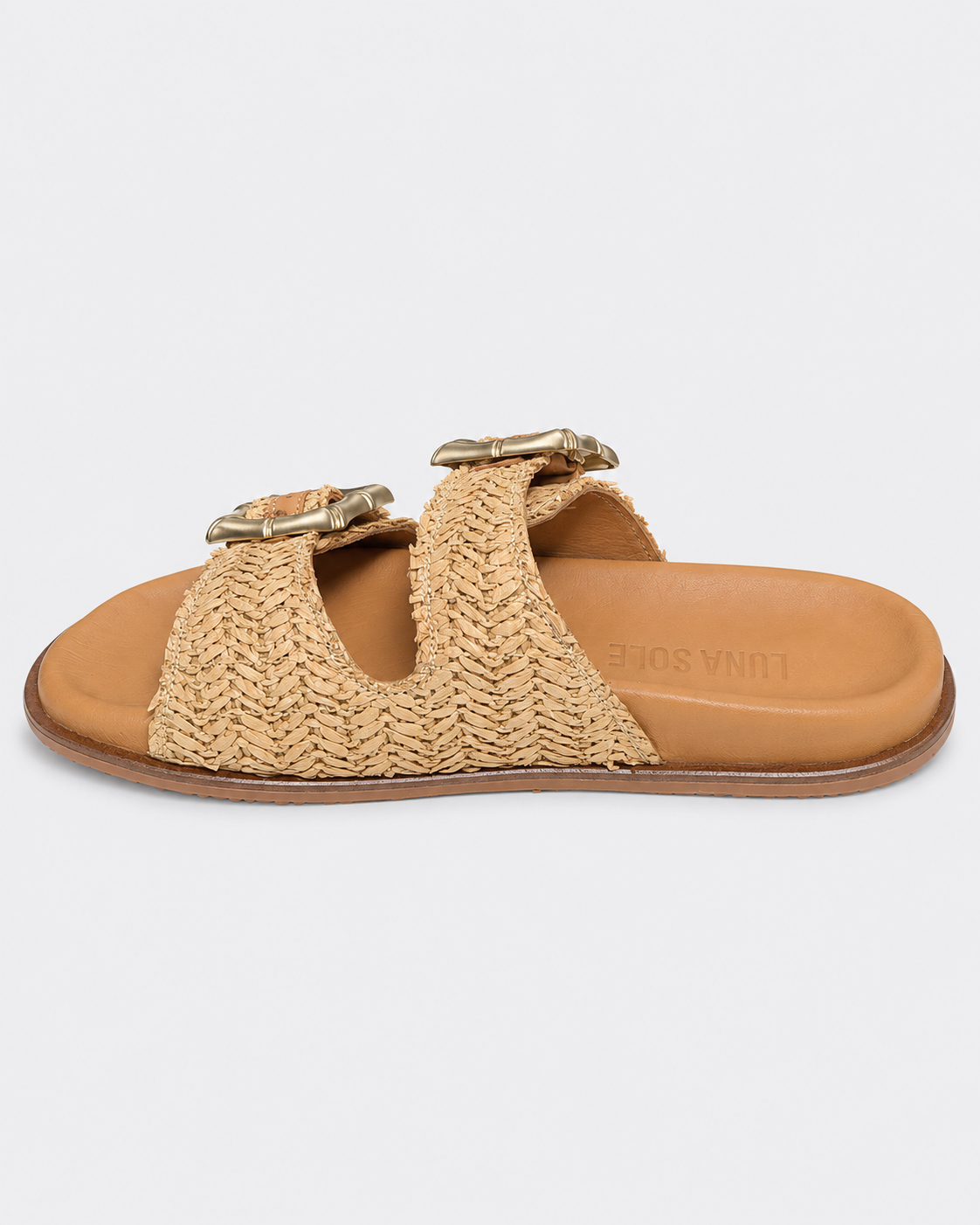 Luna Sole Ease Slide – Beige Raffia