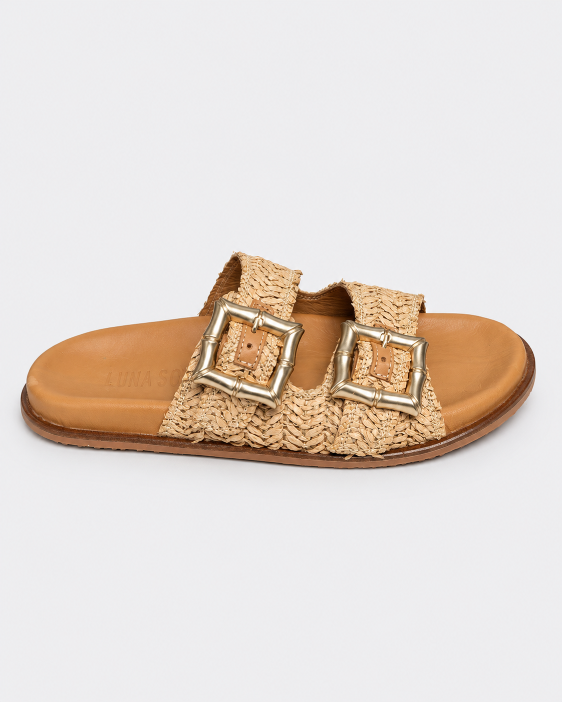 Luna Sole Ease Slide – Beige Raffia