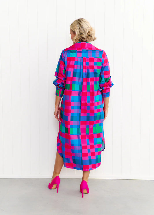 Maddie Dress - Blue & Pink Gingham