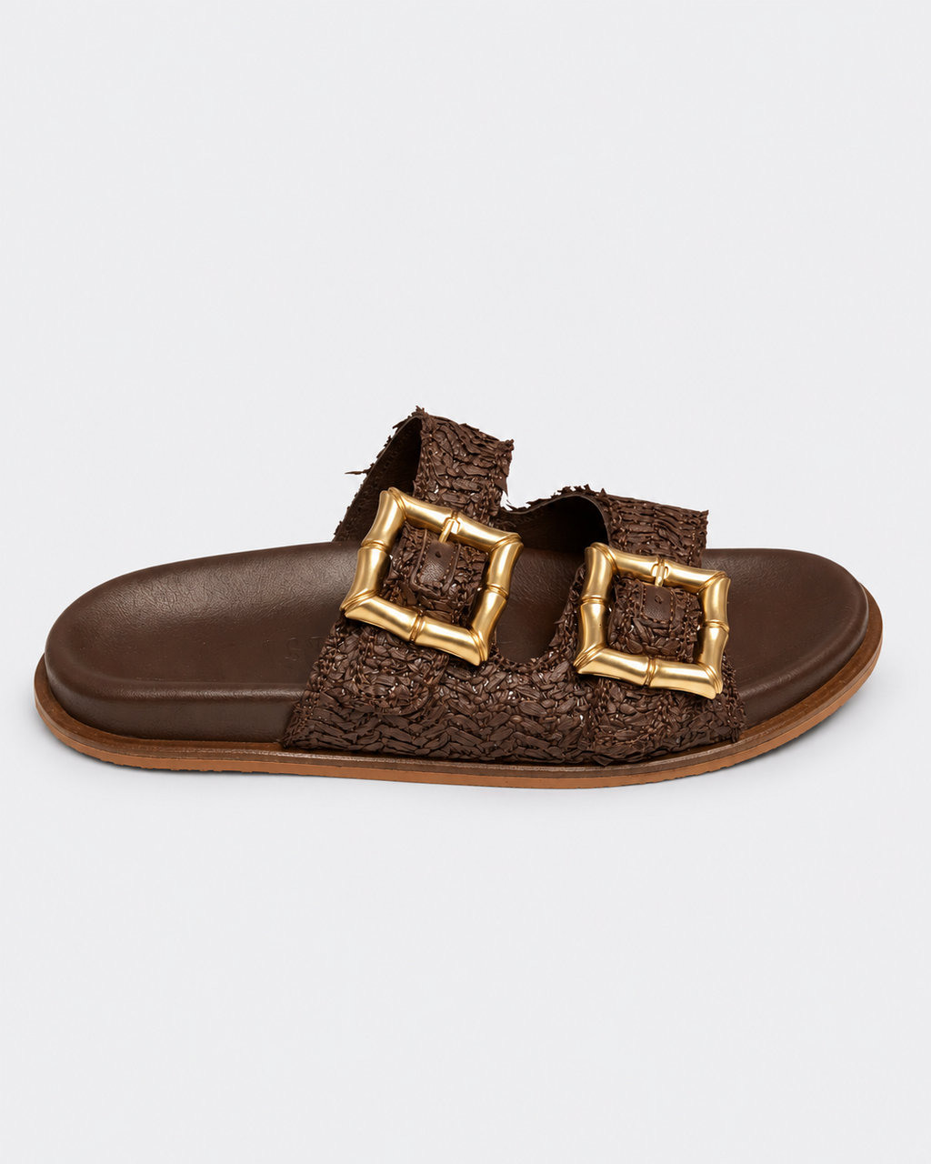 Luna Sole Ease Slide – Chocolate Raffia