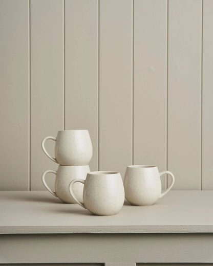 Set of 4 Hug Me Mugs | Speckled White
