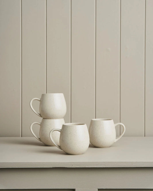 Set of 4 Hug Me Mugs | Speckled White