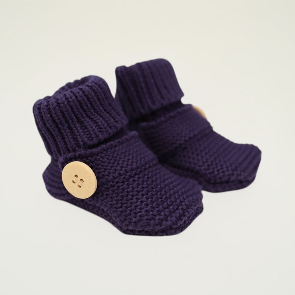 Korango Cotton Knit Button Bootie with Gift Box - Navy
